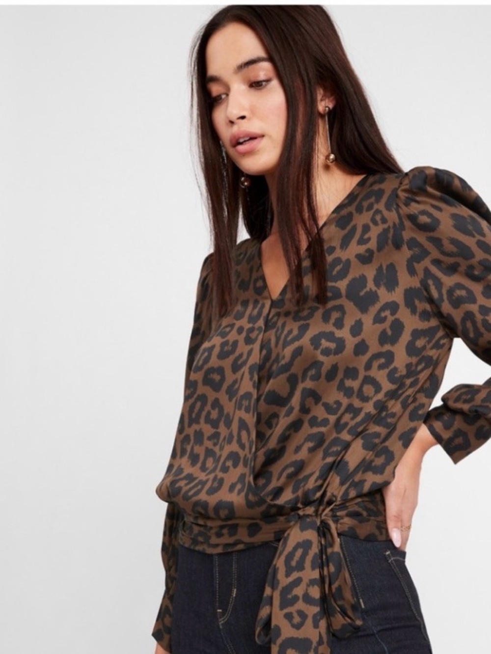 Banana Republic animal print surplice tie-waist blouse